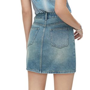 Women's Distressed Denim Mini Skirt