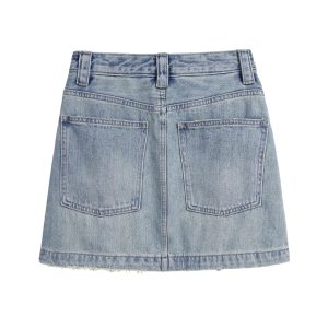 Raw Hem Vintage Wash Denim Mini Skirt