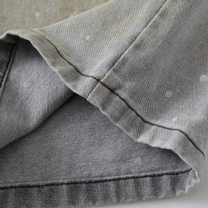 Splash Print Distressed Wash Denim Bermuda Shorts