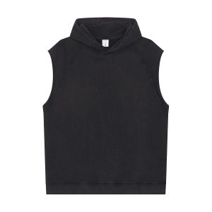 Raw Edge Sleeveless Muscle Hoodie